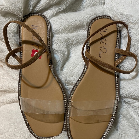 Wild Pair Tan Sandals with Clear Strap - Picture 1 of 5